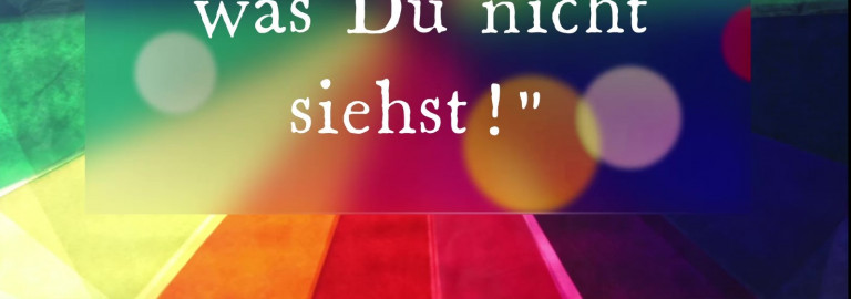 Bunte Farben mit Schriftzug "Ich sehe was, was Du nicht siehtst!"