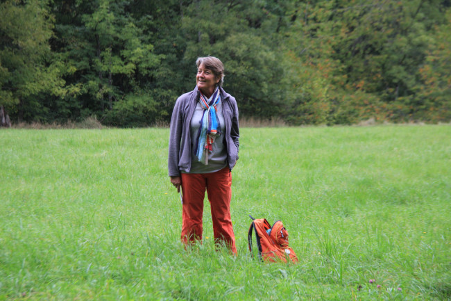 Pilgern zertifizierte Pilgerbegleiterin Maria Rummel in der Nähe von Rothenburg Sept 2020